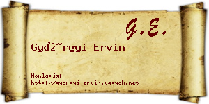 Györgyi Ervin névjegykártya