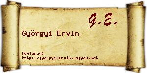 Györgyi Ervin névjegykártya